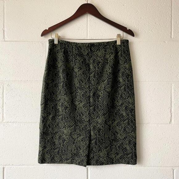 Calvin Klein Green Snake Animal Print Business Formal Pencil Skirt Women's 30W - Picture 2 of 4